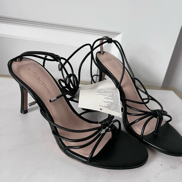 NWT | The Drop  | Archie Lace-Up Strappy Open Toe Heel Black | Sz 6.5 [257] - Picture 3 of 5